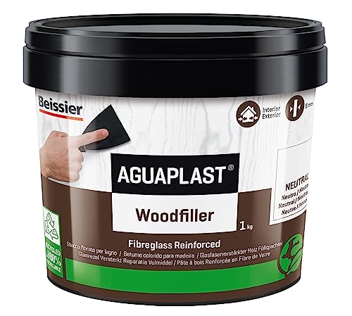 Aguaplast Woodfiller 1 Kg Stucco Fibrato Pronto All’Uso Per Riempire Buchi E Crepe Su Legno In Mano Unica Senza Ritiro. Colore Neutro
