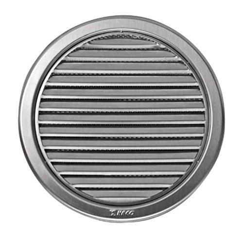 Haco Vm-150-N - Griglia Di Ventilazione Rotonda In Acciaio Inox - Con Flangia/Tubo Di Collegamento E Zanzariera - Diametro Copertura: 180 Mm