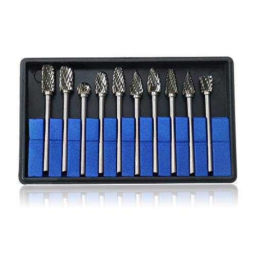 Saipor Set Di 10 Frese In Metallo Duro Da 3 Mm Con Codolo Da Carving, Set Di Raspa Doppia Taglia, Per Legno, Metallo, Incisioni, Foratura Dremel Tools