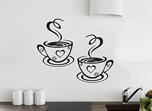 2X Tazze Da Caffè Da Tè Cucina Parete Adesivo Vinile Decalcomania Arte Ristorante Bar Decor Amore Wall4Stickers