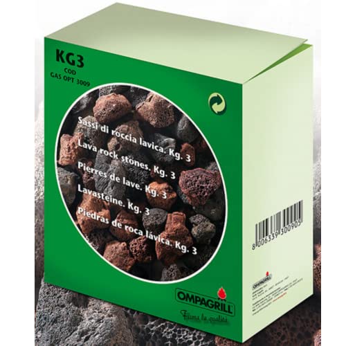 Ompagrill Sassi In Roccia Lavica Per Barbecue, Confezione 3 Kg