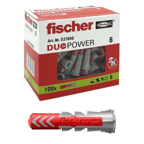 Fischer 100 Tasselli Duopower, 6 X 30 Mm, Per Muro Pieno, Mattone Forato, Cartongesso, 537640