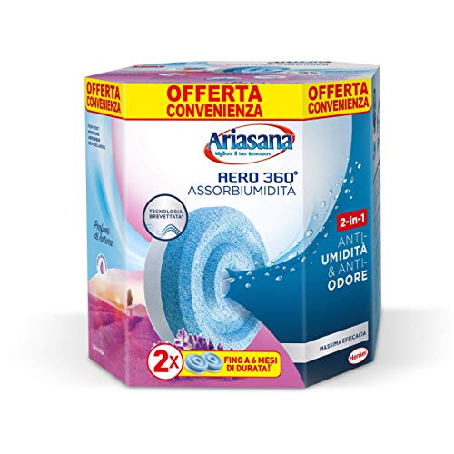 Ariasana Aero 360° Ricarica Tab Lavanda Per Dispositivo Aero 360° Kit, Assorbi Umidità In Tab Profumata Rilassante, Elimina I Cattivi Odori, Aromatera