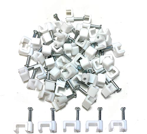 Clip Per Cavi Elettrici Piatti In Plastica Bianca Per Tv E Telefono, Per Internet, 50 Pezzi (6 Mm)