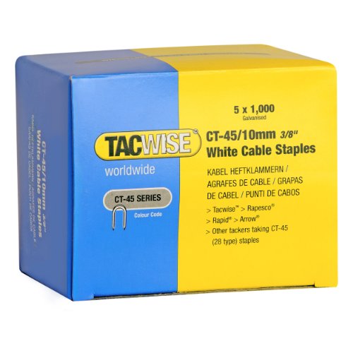 Tacwise 0353 Punti Per Cavi Ct-45 Da 10 Mm Con Finitura In Bianco, Argento