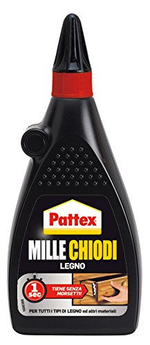 Pattex Millechiodi Legno, Per Incollaggi Legno Su Legno, Forte Presa Iniziale, Tiene Senza Morsetti, Per Riparare E Montare Cassettiere, Mobiletti, Co