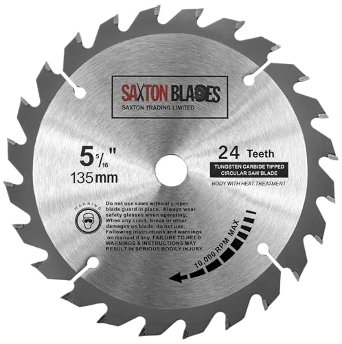 Saxton Tct13524T Lama Per Sega Circolare Tct, Per Legno, Da 135 Mm X 12,7 Mm Di Foro X 24 Denti, Per Prodotti Bosch, Dewalt, Makita