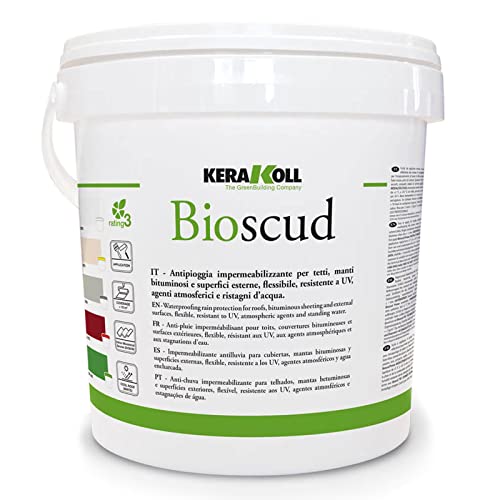 Kerakoll Guaina Liquida Antipioggia Impermeabilizzante Flessibile Colorato Per Tetti Piani Manti Bituminosi E Superfici Esterne Bioscud Kg 20 Bianco R