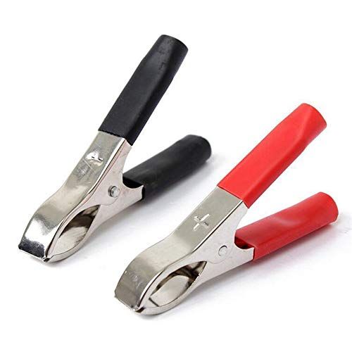 Senrise - Morsetto A Coccodrillo Resistente, Con Clip A Coccodrillo, Isolato Per Circuiti Di Prova Elettrici, 2 Pezzi, Rosso + Nero