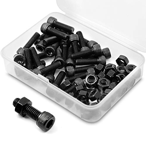 M6 X 30Mm 30 Set Viti Bulloni A Brugola E Dadi In Acciaio Al Carbonio,Vite A Testa Cilindrica Con Esagono Incassato (Nero)