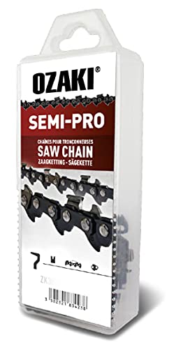 Ozaki - Catena Motosega 3/8 Lp E57 - Semi-Pro - Calibro 1,1 Mm (0,043") - Profilo Di Gouge Semi-Quadrato - 57 Allenatori - 40 Cm