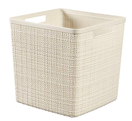 Curver Cestino Juliet In Juta 100% Plastica Riciclata Quadrato, Bianco Sporco, L: 17 L