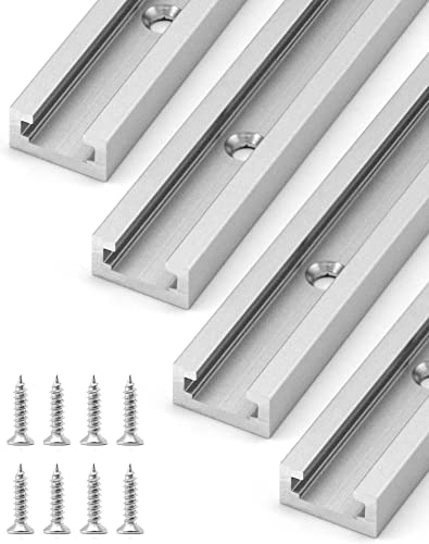 Qwork® 300Mm T-Slot Track In Lega Di Alluminio, T-Track Con Viti Autofilettanti Per Router Table Saw Per Falegname, 19 X 10 Mm, 4 Pezzi