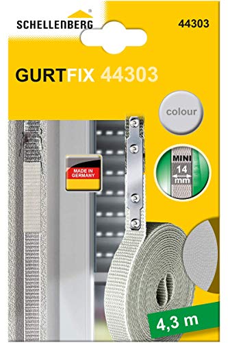 Schellenberg 44303 Kit Di Riparazione Cintino Per Tapparelle, Larghezza Del Nastro Sistema, Lunghezza 4,3 M, Grigio, Mini 14 Mm