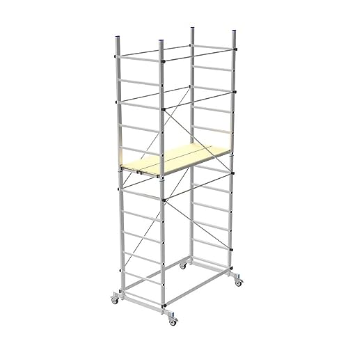 Trabattello In Alluminio H3,60 M 2 Semipiani E 4 Ruote Ø 125 Marchetti Zeus