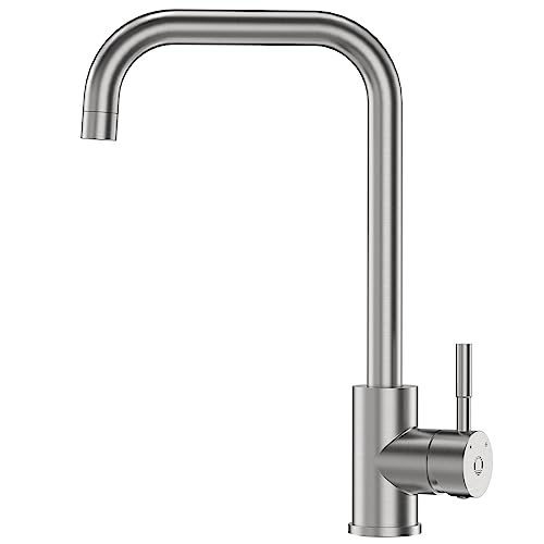 Cecipa Rubinetto Lavello Cucina Acciaio Inox, Miscelatore Cucina Monocomando Per Lavello Con Beccuccio Girevole A 360°, Rubinetto Cucina Resistente Al