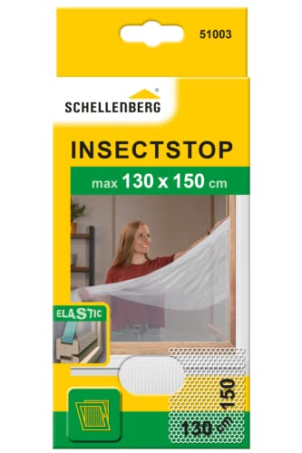 Schellenberg 51003 Zanzariera Finestra, Elastic 130 X 150 Cm, Zanzariere Per Finestre Con Elementi Sporgenti Sull'Anta Della Finestra, Montaggio Senza