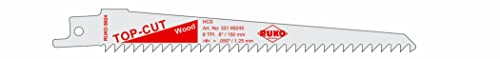 Ruko 33189245 - Pack De 5 Sierras De Sable Hcs Acero Con Vástago Universal 1/2", Para Madera, 150 Mm (Equivalencia Bosch S 644 D)