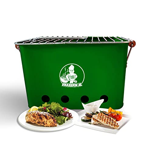 Vikkieerin Barbecue Portatile A Carbonella Verde – Facile Da Trasportare E Portatile, Piccolo Barbecue A Carbonella Per Viaggi, Campeggio, Giardino, B