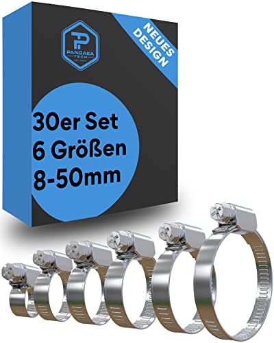 Pangaea Tech Set Di Fascette Stringitubo In Acciaio Inox, 30 Pezzi, 6 Misure (8-50 Mm), Qualità Professionale (W2) Secondo Din 3017
