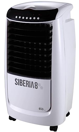 Cfg Climatizzatore Siberia8 Rinfrescatore Raffrescatore, 85W, Air Cooler, 3 Velocità, Serbatoio 8 Lt, Ad Acqua Con 2 Mattonelle Ghiaccio, Ev091