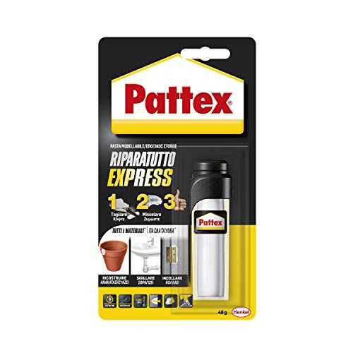 Pattex Ripara Express, Colla Epossidica, Pasta Modellabile Per Incollare E Riparare, Adesivo Epossidico Verniciabile E Carteggiabile Per Molti Materia