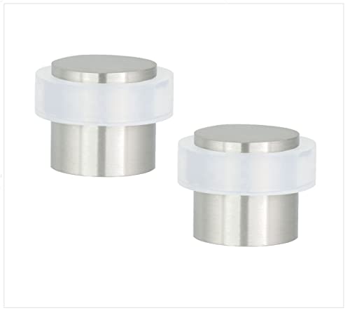 Evi Herrajes | Pack Con 2 Fermaporte | 20 X 20 Mm | Gomma Bianca Di Silicone Naturale | Acciaio Inox Finitura Opaca | Compresi Utensile, Vite + Tassel