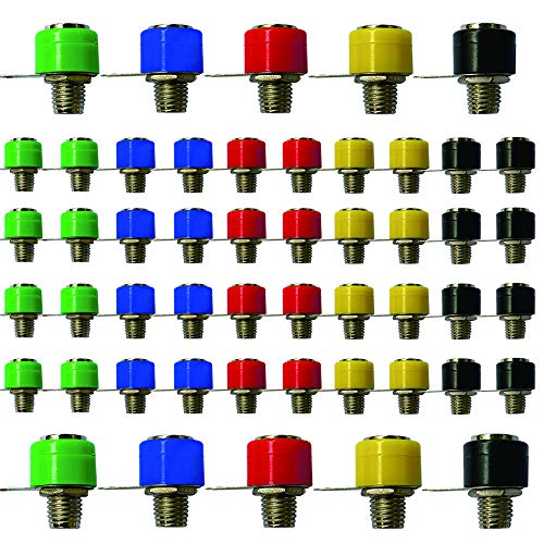 Senvenelec 50Pcs Banana Terminal Block, 4Mm Banana Plug, Terminal Block, Mini Banana Adapter, Banana Panel Socket, Adatto Per Collegamento Audio, 5 Co