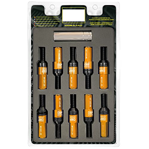 Omp Speed - Set Di Viti Performance Con Protezione In Alluminio, M12X1.25, Hex: 17-19, L: 28 Mm, Colore: Arancione