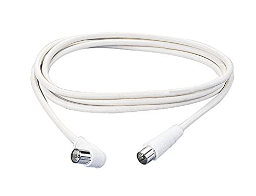 Poly Pool Pp0619 Cavetto Coassiale Tv - Antenna, Spina Assiale E Spina 90° Ø 9,5 Mm, 1,5 Metri, Bianco