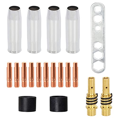 2 X Mig Mag Accessori Per Ugelli/Cappucci Cono Di Saldatura Ak-15 / Mb-15 Parti Soggette Ad Usura, 10 X Punte Di Saldatura M6 Da 0,88 Mm E 2 X Portaug