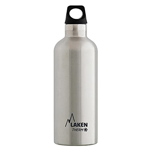 Laken Futura Thermo Borraccia, Bottiglia D'Acqua Isolamento Sottovuoto Acciaio Inossidabile, Bocca Stretta - 500 Ml Argento