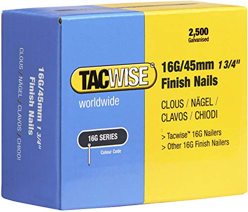 Tacwise 0297 Chiodi Di Finitura Galvanizzati Tipo 16G / 45 Mm, Confezione Da 2500
