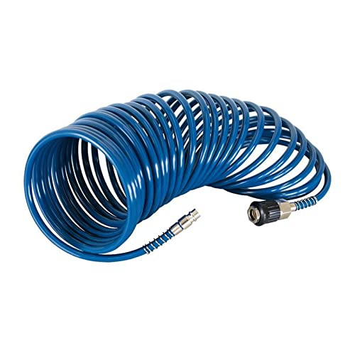 Scheppach Tubo A Spirale Da 10 M, Blu, 1/4 Pollici, Adatto Per Compressori Scheppach, Tubo A Spirale Ad Aria Compressa Con Attacco Rapido