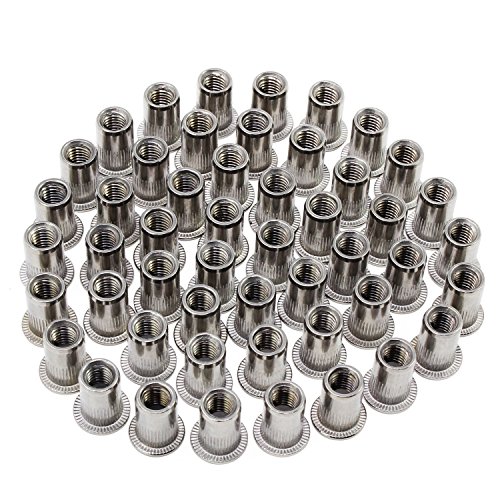 Hseamall 50Pcs Dado Per Inserti In Acciaio Inossidabile Dado Per Inserti Dado A Testa Piatta Rivetto Nutsert Tappo M6 Tipo (M6 Stainless Steel Rivet N