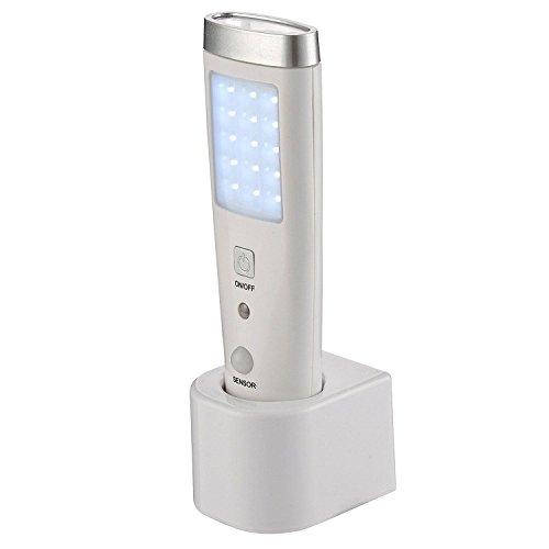 Life Lampada Ricaricabile 15+5 Led, Con Sensore, Funzione Emergenza + Torcia, Con Base Di Ricarica