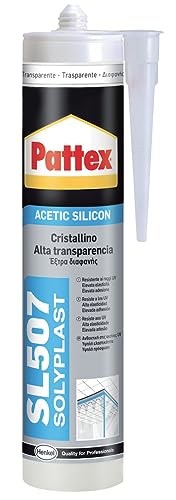 Pattex Sigillante Silicone Acetico Cristallino Sl 507, Trasparente, Invisibile, Per Applicazioni Vetro Su Vetro, Resistente Raggi Uv, Elevata Adesione