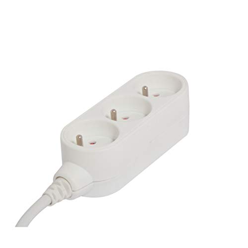 Chacon 48838 - Ciabatta Con 3 Prese Senza Protezione Contro Le Sovratensioni 0,5 M, Colore: Bianco