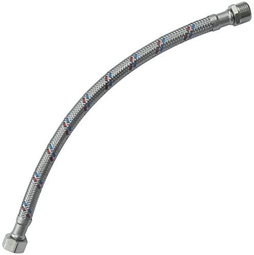 Aerzetix - C51086 - Tubo Di Alimentazione Sanitaria 300Mm 3/8'' Maschio/Femmina - Raccordo Flessibile Per Rubinetti/Bagno/Cucina - Flessibile Di Colle