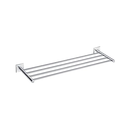 Bath + Duo Square – Portasciugamani Mensola 60,5 X 19,5 X 5 Cm Cromato/Cromato