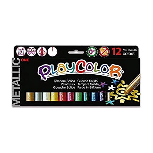 Playcolor 10121 - Caja De 12 Temperas Solidas 10 Gramos, Colores Surtidos