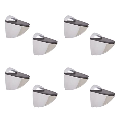 8X Reggipiani In Vetro Cromato - Robusti Reggipiani Per Ripiani In Vetro E Legno - Varie Dimensioni (M (16 Mm))