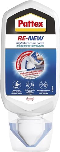 Pattex Re-New Bianco, Sigillante Bagno E Cucina Per Rinnovo Fughe, Silicone Sigillante Bianco Per Rinnovare Le Fughe Ed Eliminare La Muffa, Applicazio