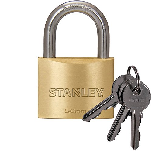 Stanley Lucchetto Arco Standard In Acciaio Cementato, Corpo In Ottone Massiccio 50 Mm, 3 Chiavi, S742-032