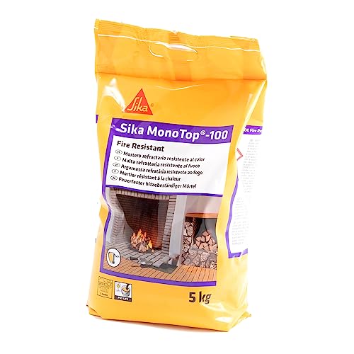 Sika - Sika Monotop 100 Fire Resistant, Grigio - Malta Refrattaria Monocomponente - Allettamento Di Blocchi Refrattari - Facile Da Applicare - Sacchi