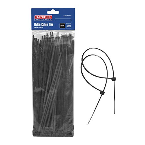 Faithfull Cable Ties (100) Black 200Mm X 3.6Mm