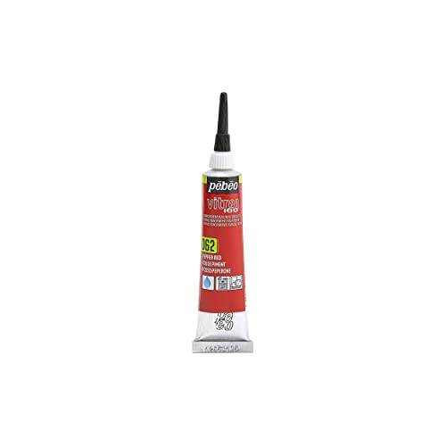 Pebeo - Vitrea 160 - Colore Ad Acqua Per Vetro, Porcellana, Metallo, Ceramica - Tubo Da 20 Ml, Rosso Peperone