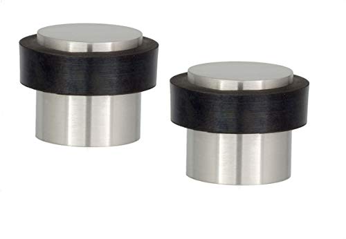 Evi Herrajes | Pack Con 2 Fermaporte | 20 X 20 Mm | Gomma Nera Di Silicone Naturale | Acciaio Inox | Finitura Opaca | Compresi Utensile, Vite + Tassel