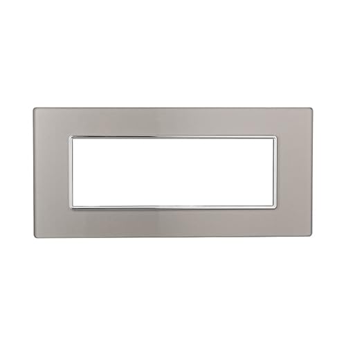 Placche In Vetro Colori Assortiti Compatibili Serie Axolute 3-4-6 Moduli Ettroit (6 Moduli, Silver)