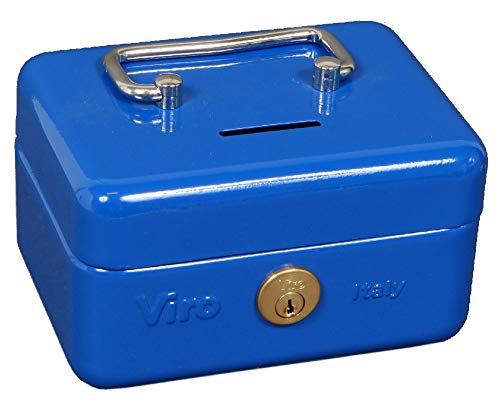 Viro 4272 Cassetta Portavalori A Chiave Con Cilindro Viro E Feritoia Salvadanaio, Blu, 150 X 110 X 80 Mm